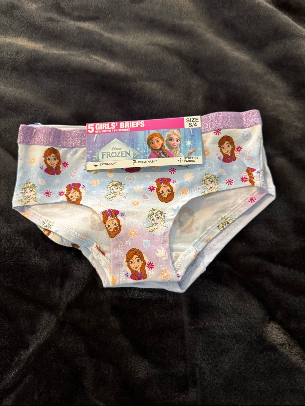 Disney Frozen Girls' Briefs - Purple and White (5-Pack) size 4 New